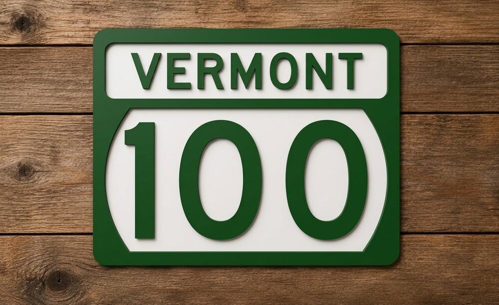 Vermont Route 100 Road Sign Highway Freeway Interstate Travel VT-100
